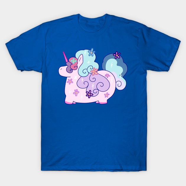 Fat Flowery Rainbow Unicorn T-Shirt by saradaboru